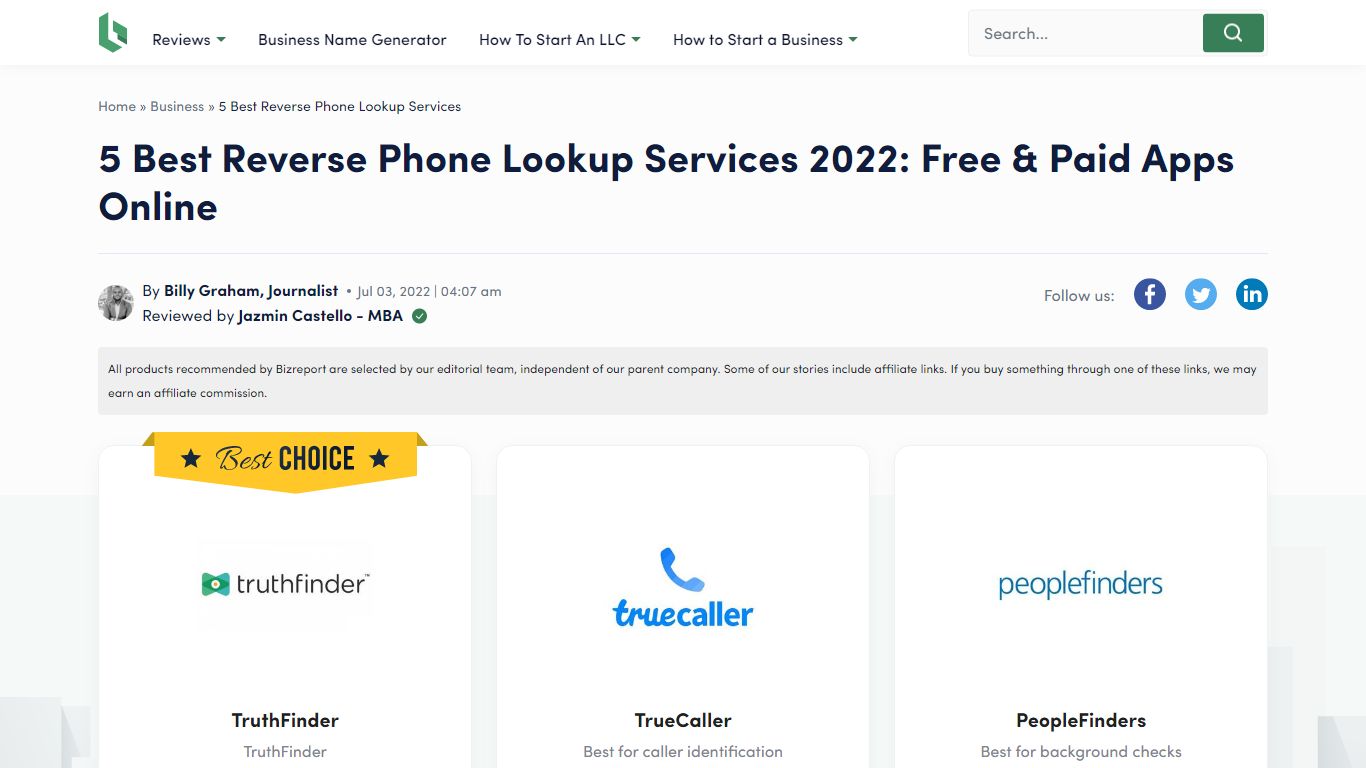 5 Best Reverse Phone Lookup Services 2022: Top Free & Paid - Biz Report